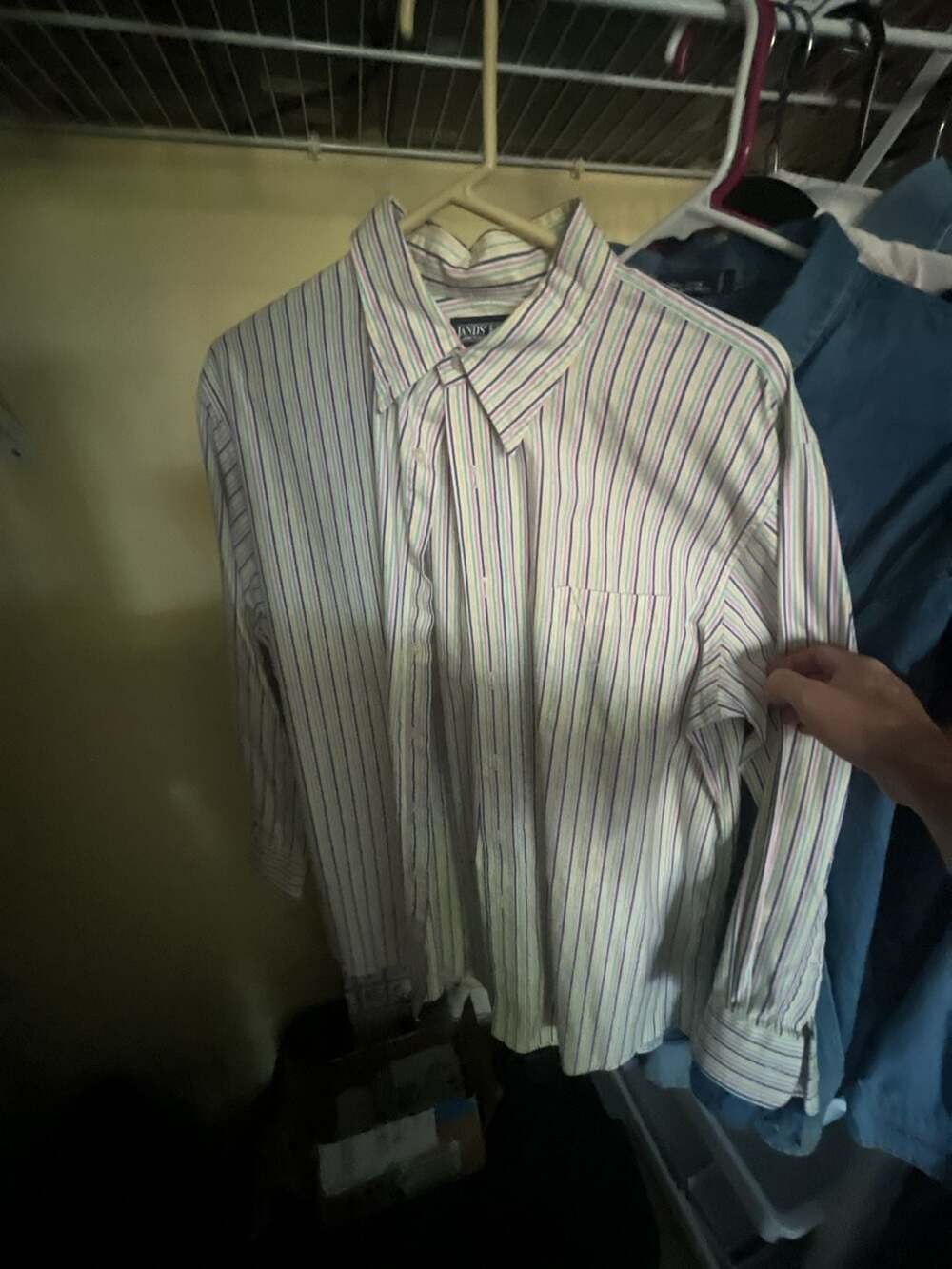 Lands' End Striped Long Sleeve Button-Down Dress Shirt - Picture 1 of 1